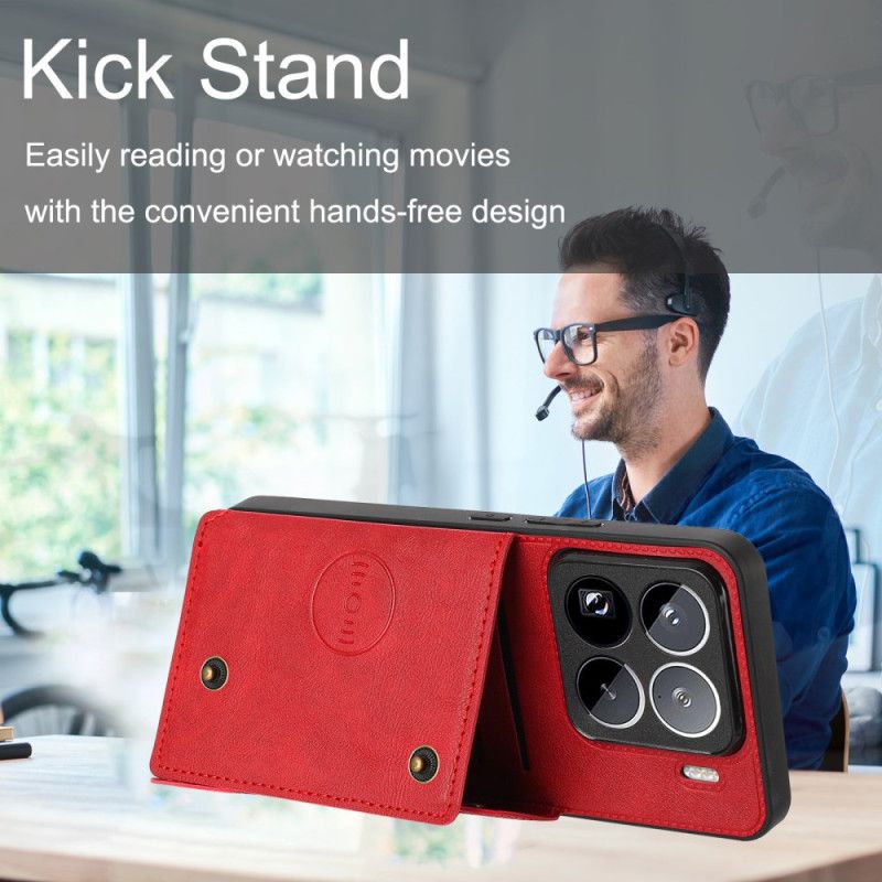 Kryt Na Xiaomi 15 Pro Pouzdro Na Karty S Koženým Efektem