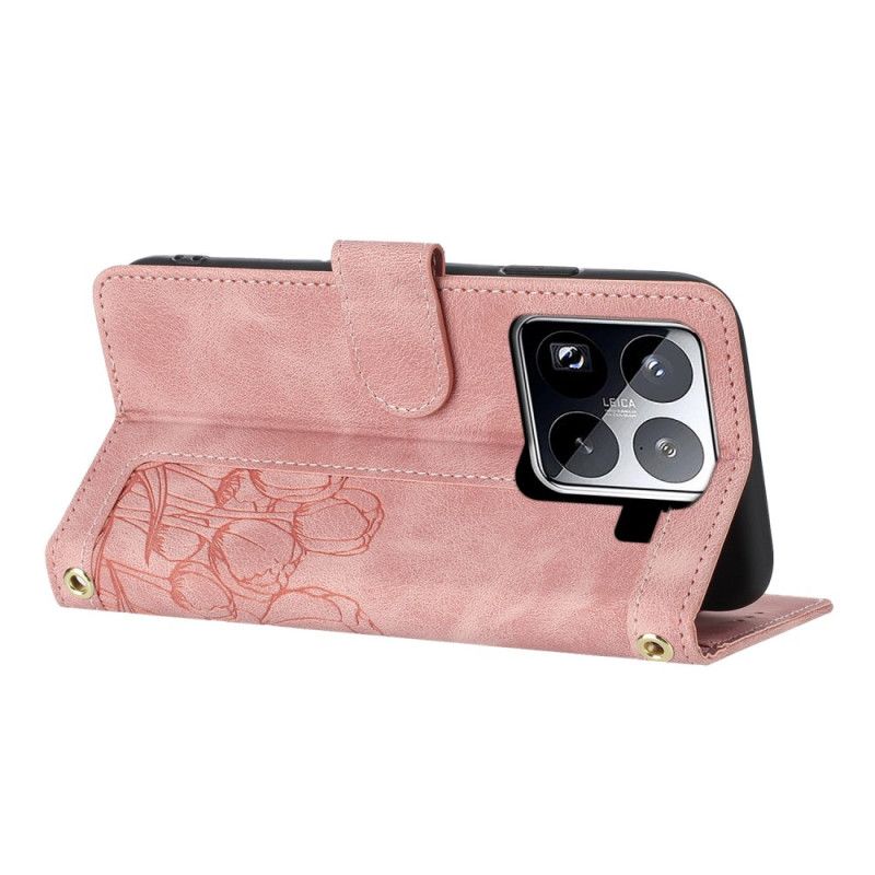 Peněženková Pouzdra Xiaomi 15 Pro 9 Pouzder Na Karty S Tulipánovým Vzorem