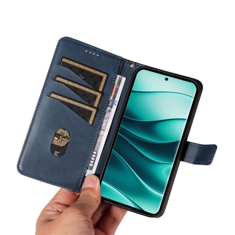 Kožený Kryt Na Poco X7 5g Dvoubarevný Pruh S Páskem