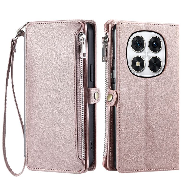 Kožený Kryt Na Poco X7 5g Peněženka A Šňůrka Na Krk