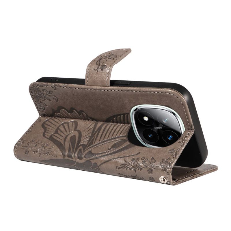 Kožený Kryt Poco X7 5g Grafický Motýl