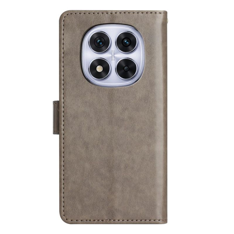 Kožený Kryt Poco X7 5g Potisk Motýlů A Květin