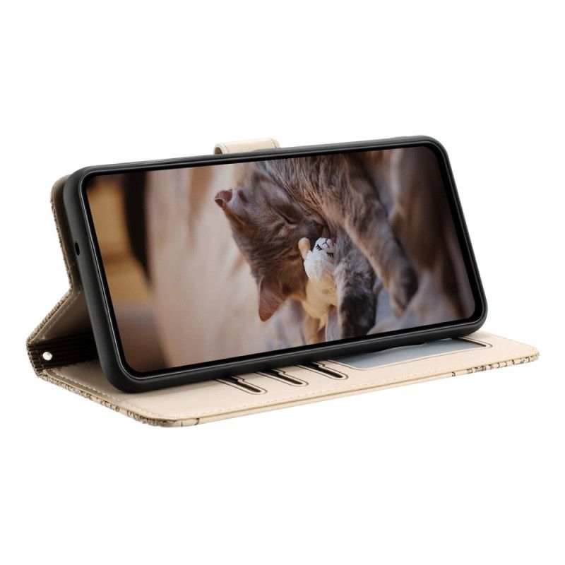 Kožený Kryt Poco X7 5g Šňůrka S Kočičím Vzorem