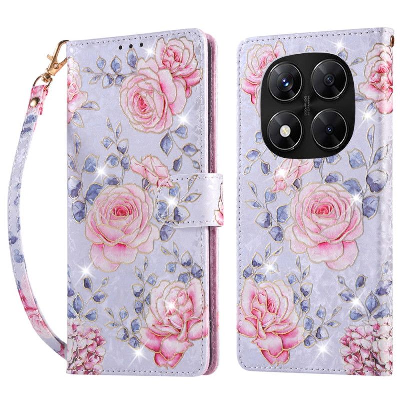 Peněženková Pouzdra Poco X7 5g Kryty Na Mobil Květinový Design S Rfid Blokováním