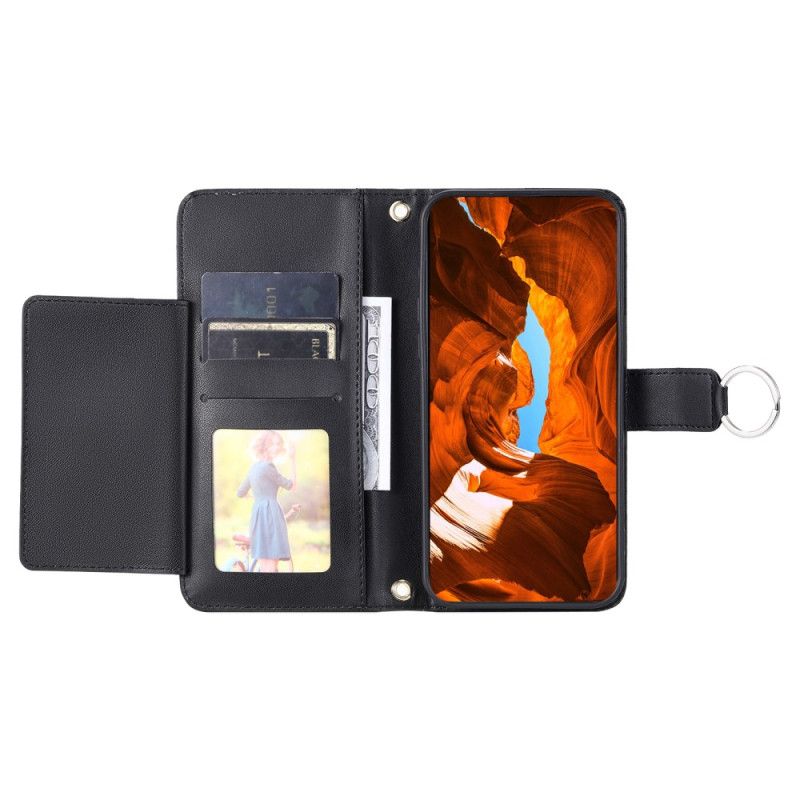 Peněženková Pouzdra Poco X7 5g Kryty Na Mobil Prošívané Se Šňůrkou Na Krk A Ramenním Popruhem