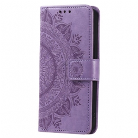 Kožené Pouzdro Na Motorola Edge 40 Pro Mandala Sun S Šňůrkou