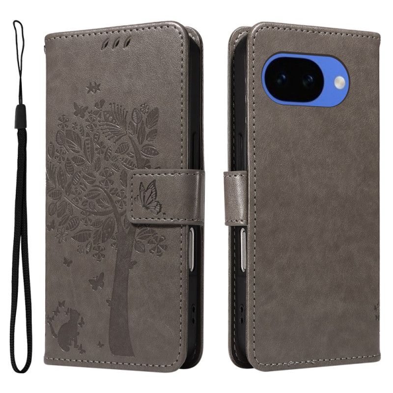 Kožený Kryt Google Pixel 10a Kočka A Strom