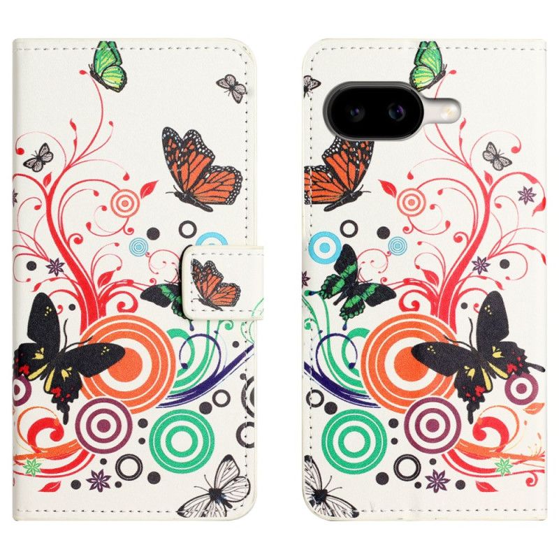 Kožený Kryt Google Pixel 10a Motýli Na Bílém Pozadí