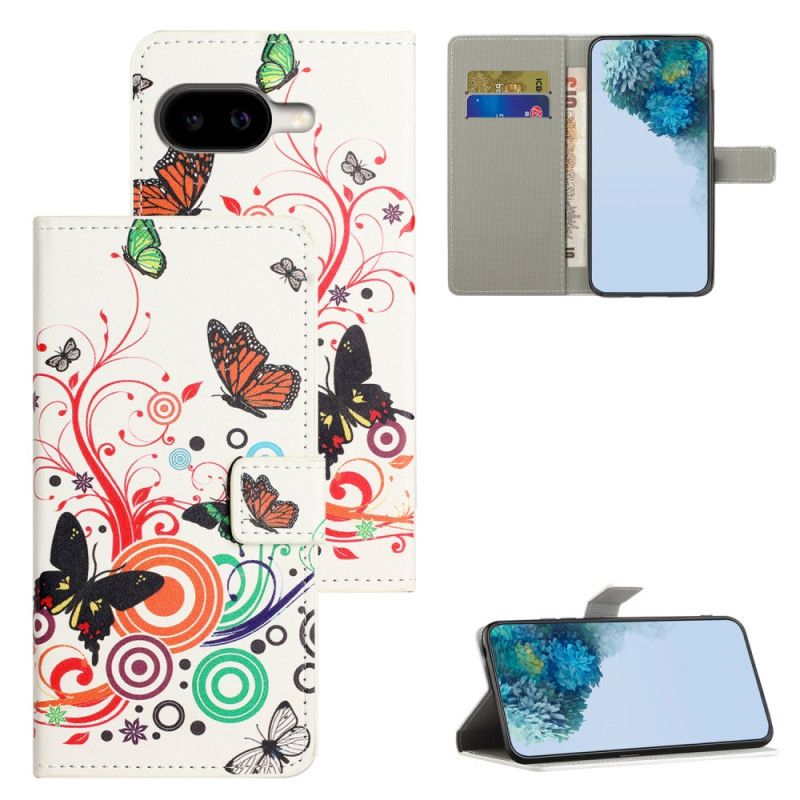Kožený Kryt Google Pixel 10a Motýli Na Bílém Pozadí