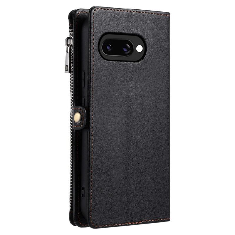 Kožený Kryt Na Google Pixel 10a Peněženka S 8 Přihrádkami Na Karty A Šňůrkou Na Krk