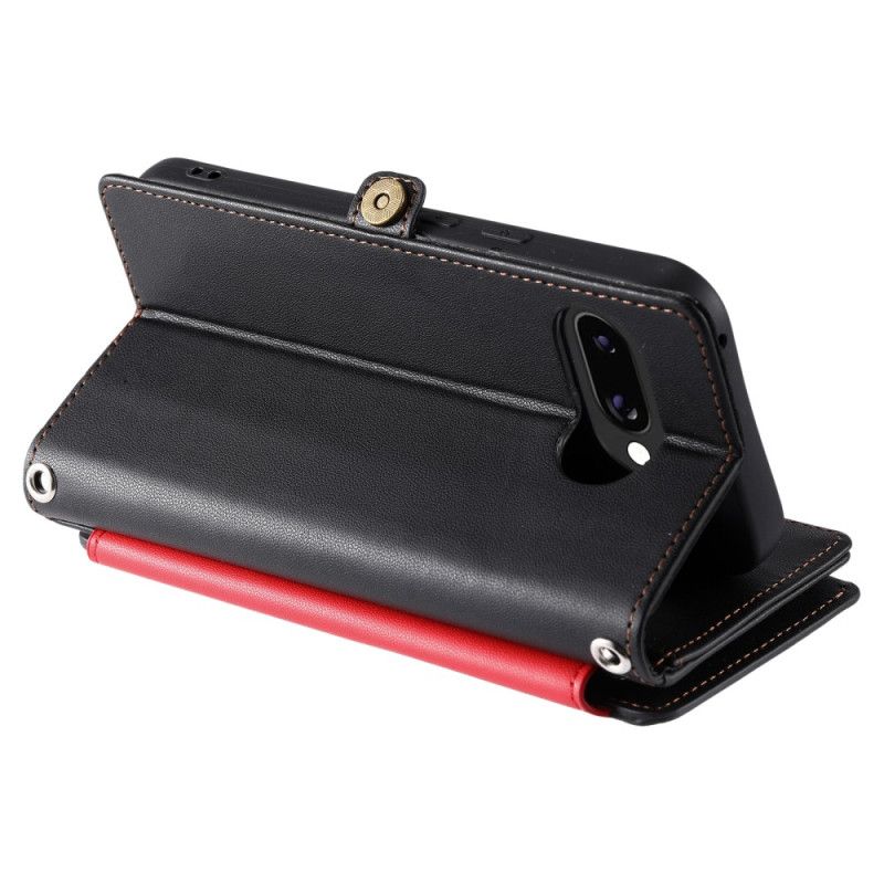 Kožený Kryt Na Google Pixel 10a Peněženka S 8 Přihrádkami Na Karty A Šňůrkou Na Krk