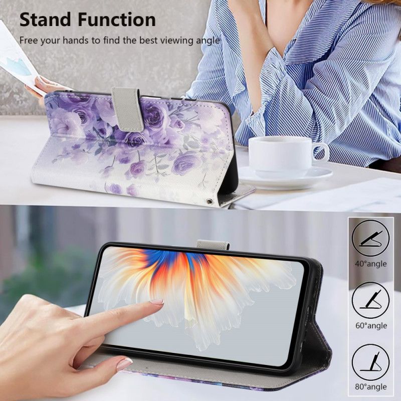 Peněženková Pouzdra Google Pixel 10a Fialové Růže