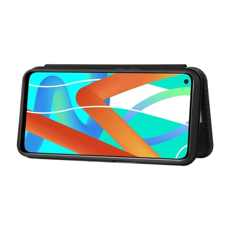 Kožené Pouzdro Na Realme 8 5G Koženka Z Uhlíkových Vláken