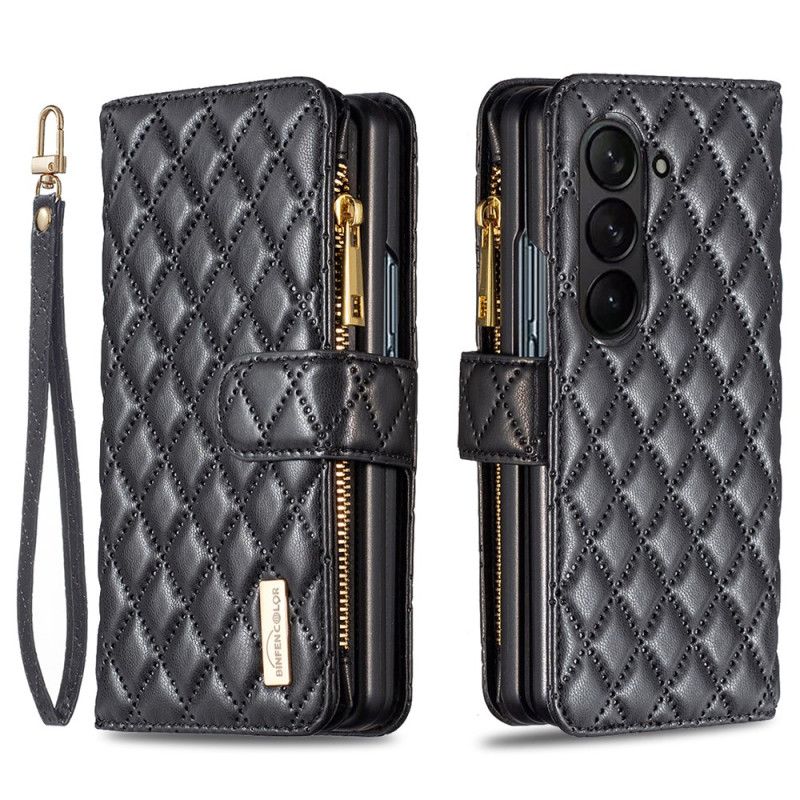 Kožený Kryt Samsung Galaxy Z Fold 5 Barevný Styl Binfen Prošívaný