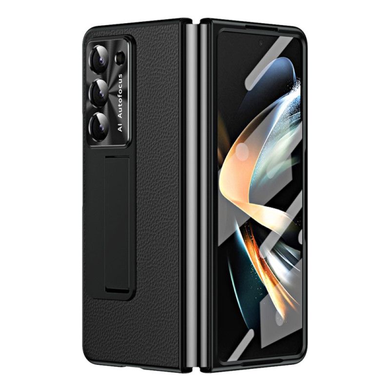 Kryt Samsung Galaxy Z Fold 5 Kožená Podpěra Litchi