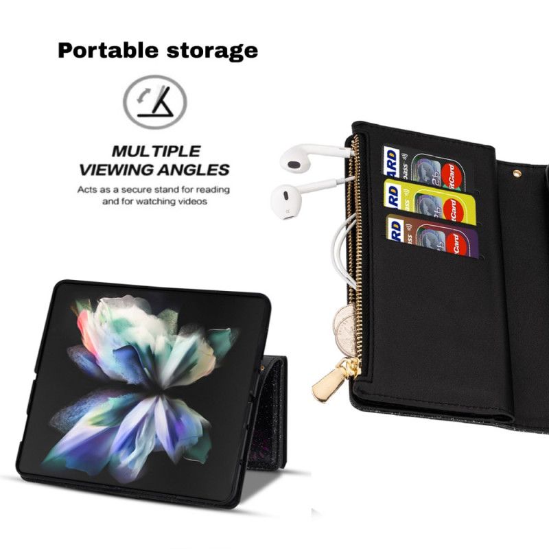 Peněženková Pouzdra Samsung Galaxy Z Fold 5 Kryty Na Mobil Peněženka S Flitry
