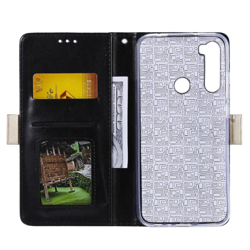 Flipové Pouzdro Na Xiaomi Redmi Note 8 2021 Květinová Krajka S Koženým Efektem