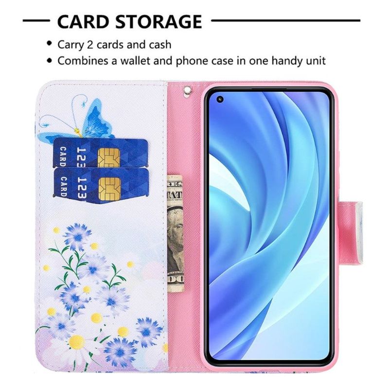 Flipové Pouzdro Na Xiaomi Mi 11 Lite 5G NE / Mi 11 Lite / Mi 11 Lite 5G Motýl A Sedmikrásky