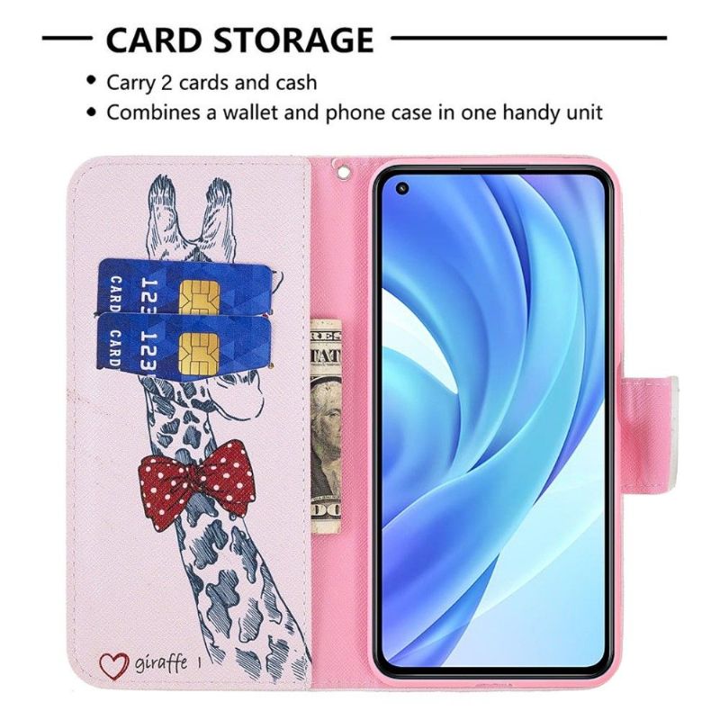 Flipové Pouzdro Na Xiaomi Mi 11 Lite 5G NE / Mi 11 Lite / Mi 11 Lite 5G Žirafa S Brýlemi
