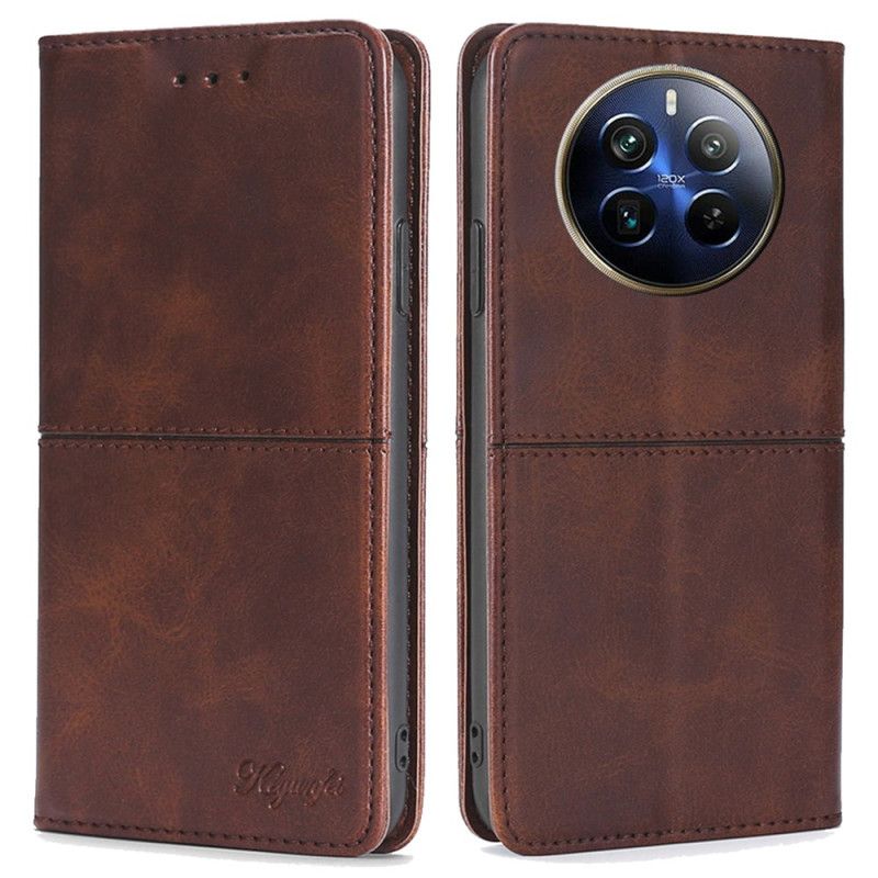 Kožené Pouzdro Folio Na Realme 12 Pro / 12 Pro Plus Retro Efekt