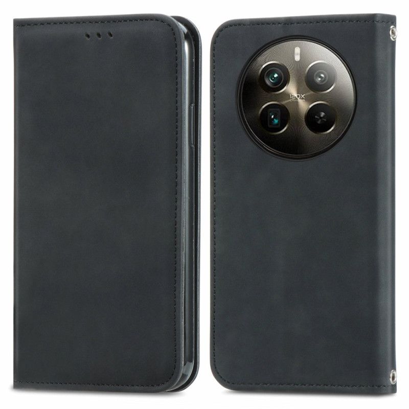 Kožené Pouzdro Folio Realme 12 Pro / 12 Pro Plus Semišový Efekt