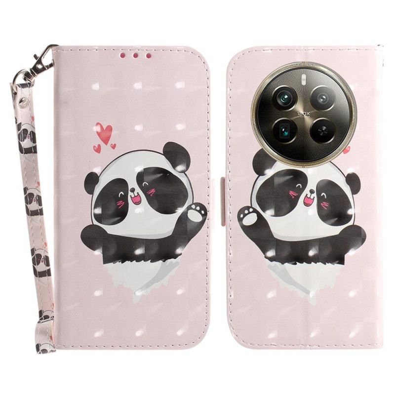 Kožený Kryt Na Realme 12 Pro / 12 Pro Plus Panda Love With Strap