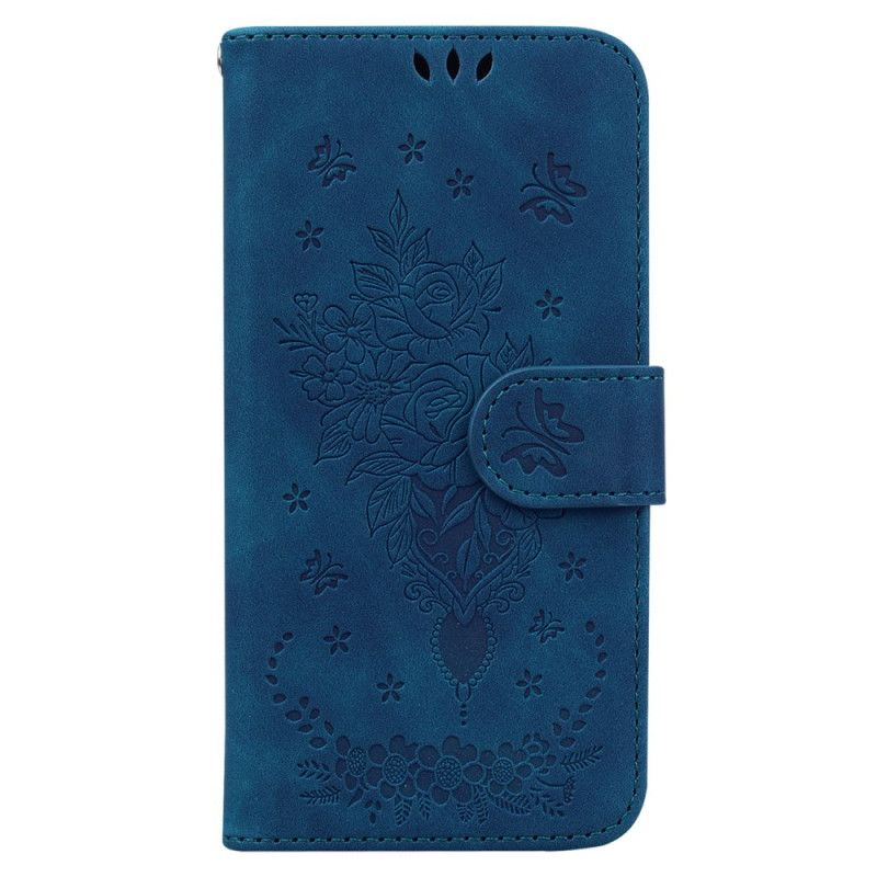 Kožený Kryt Realme 12 Pro / 12 Pro Plus Růže A Motýli S Popruhem