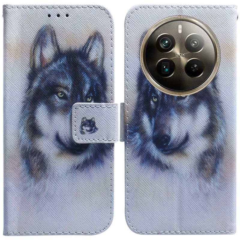 Peněženková Pouzdra Realme 12 Pro / 12 Pro Plus Kryty Na Mobil Vlčí Akvarel