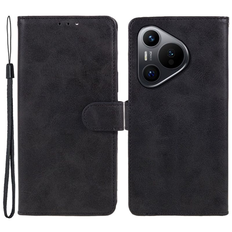 Kožený Kryt Na Huawei Pura 70 Umělá Kůže S Řemínkem