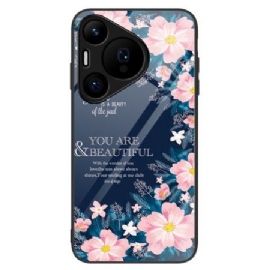 Kryt Huawei Pura 70 Tvrzené Sklo Růžové Květy