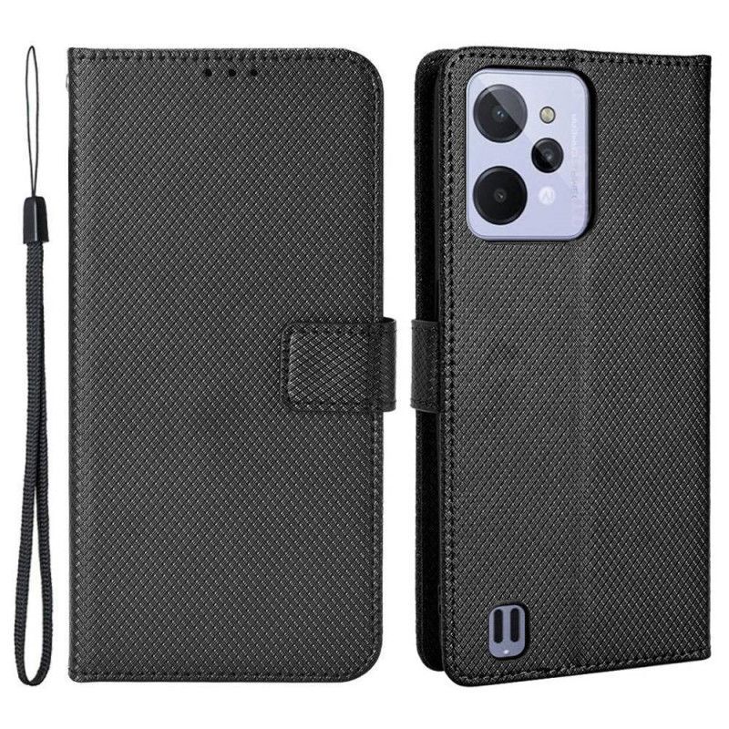Flipové Pouzdro Na Realme C31 Texturovaný Efekt S Popruhem