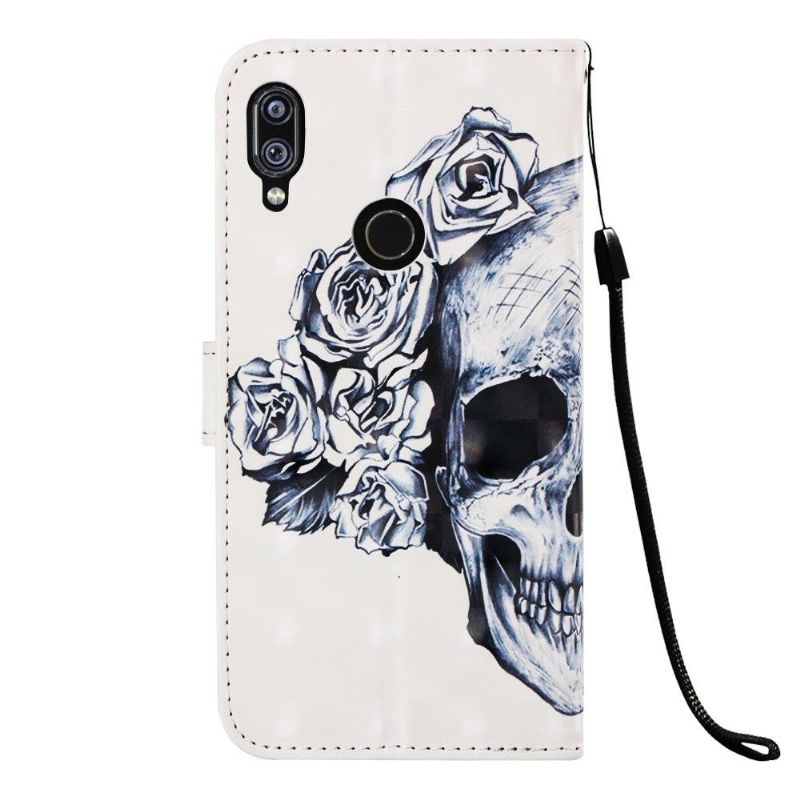 Kožené Pouzdro Na Xiaomi Redmi Note 7 Květiny Lebek