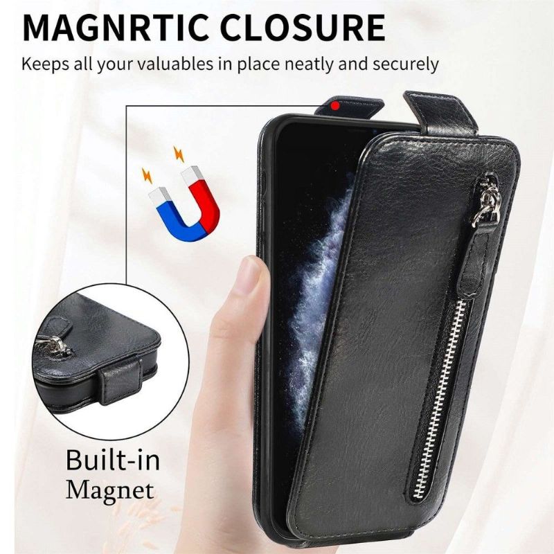 Flipové Pouzdro Na iPhone 11 Pro Max Kožené Pouzdro Držák Karty S Vertikální Chlopní