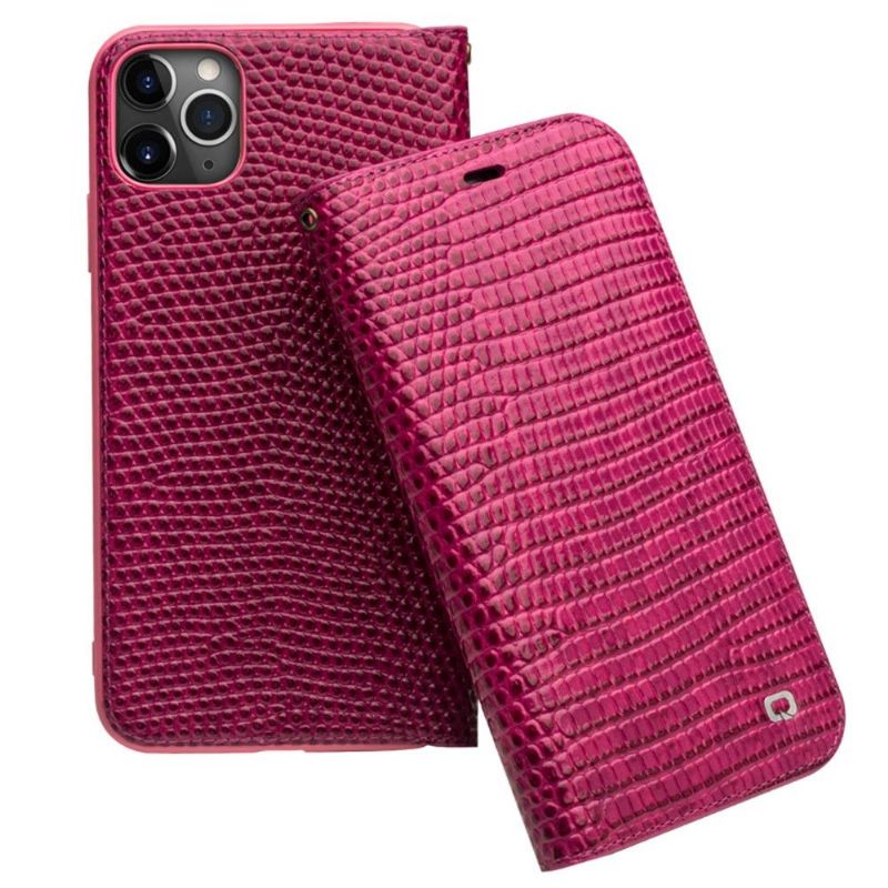 Flipové Pouzdro Na iPhone 11 Pro Max Pravá Kůže S Efektem Croc