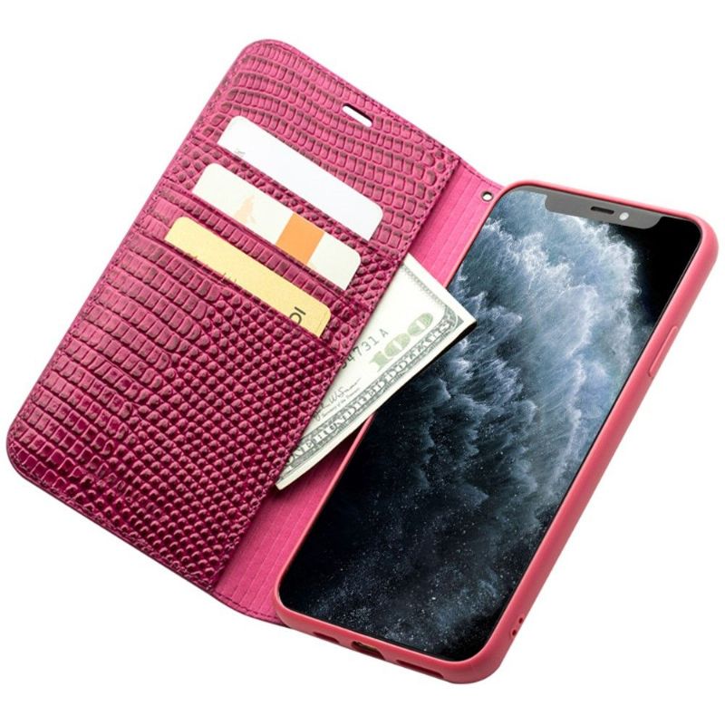 Flipové Pouzdro Na iPhone 11 Pro Max Pravá Kůže S Efektem Croc
