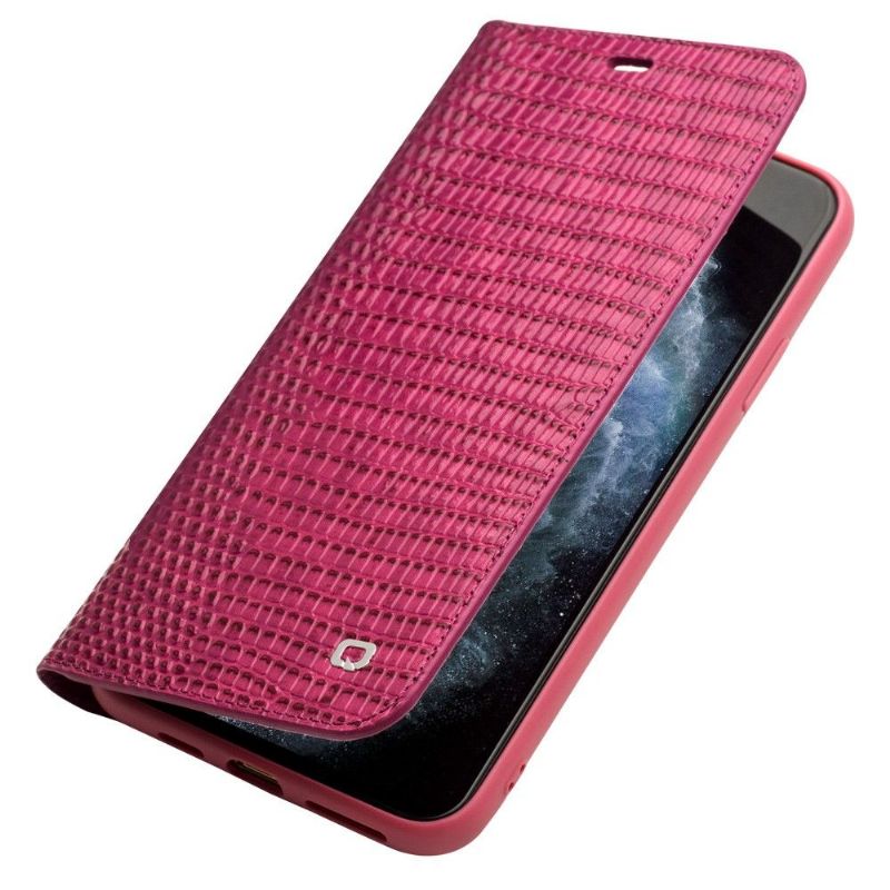 Flipové Pouzdro Na iPhone 11 Pro Max Pravá Kůže S Efektem Croc