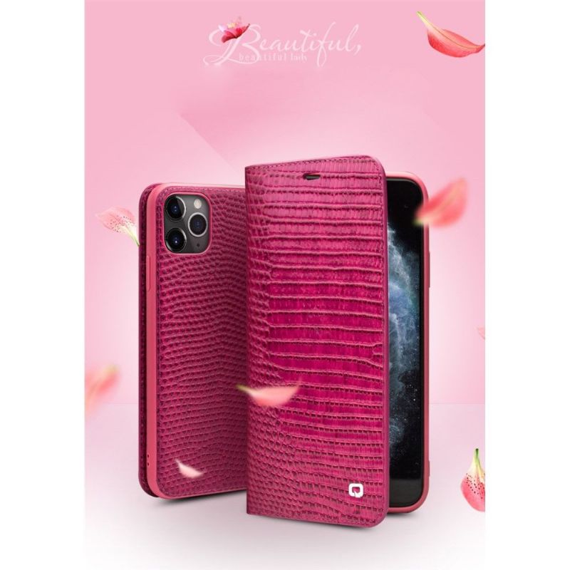 Flipové Pouzdro Na iPhone 11 Pro Max Pravá Kůže S Efektem Croc