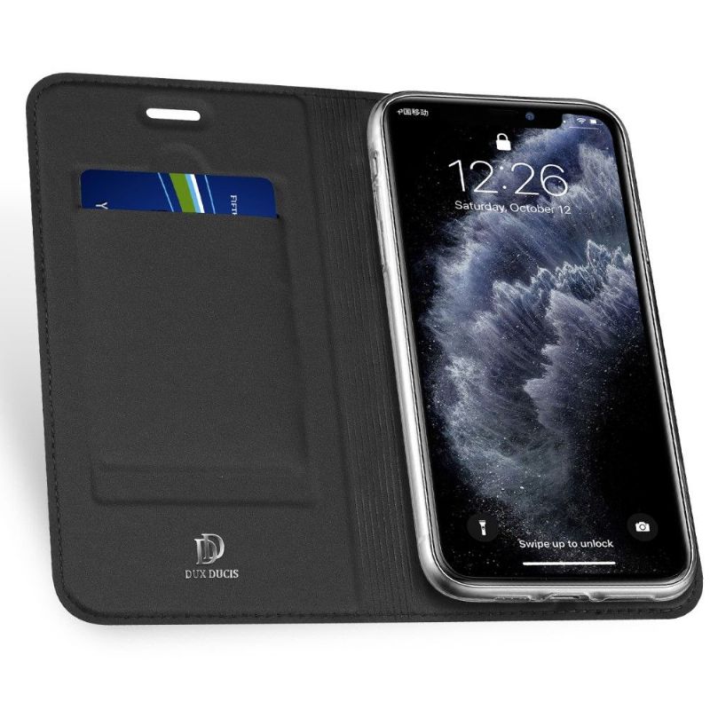 Kožené Pouzdro Na iPhone 11 Pro Max Obchodní Saténový Efekt