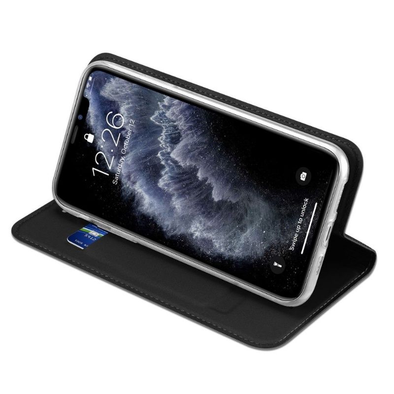Kožené Pouzdro Na iPhone 11 Pro Max Obchodní Saténový Efekt