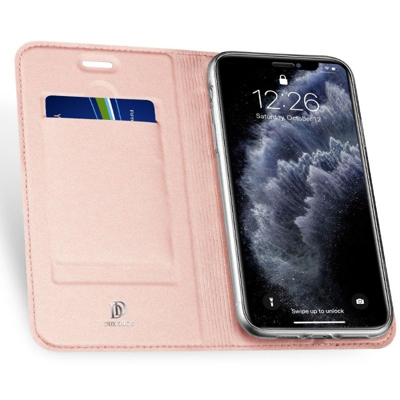 Kožené Pouzdro Na iPhone 11 Pro Max Obchodní Saténový Efekt
