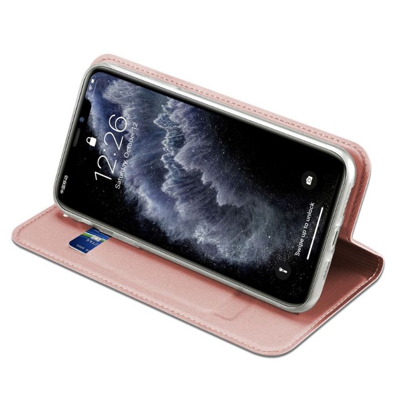 Kožené Pouzdro Na iPhone 11 Pro Max Obchodní Saténový Efekt