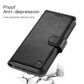 Kožené Pouzdro Na iPhone 11 Pro Max Pravá Kůže Kaiyue - Černá