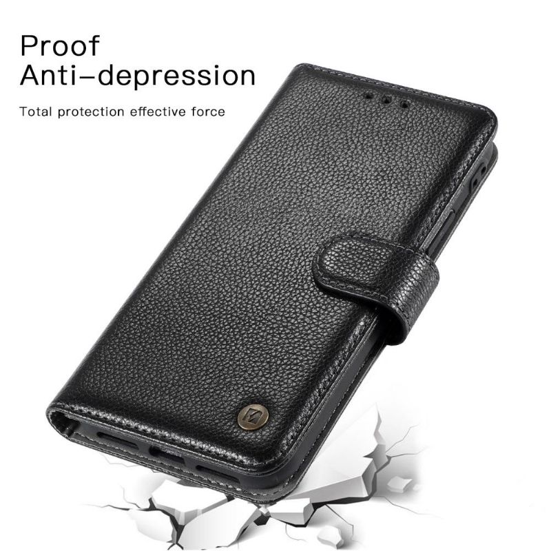 Kožené Pouzdro Na iPhone 11 Pro Max Pravá Kůže Kaiyue - Černá