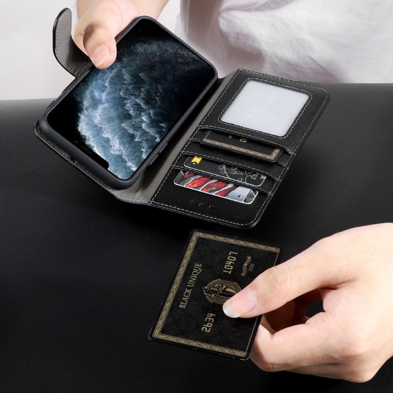 Kožené Pouzdro Na iPhone 11 Pro Max Pravá Kůže Kaiyue - Černá
