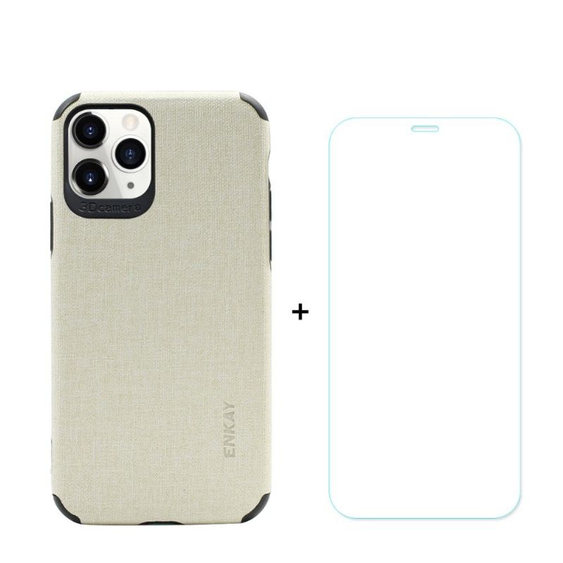Kryt Na iPhone 11 Pro Max Efekt Plátna + Film Z Tvrzeného Skla