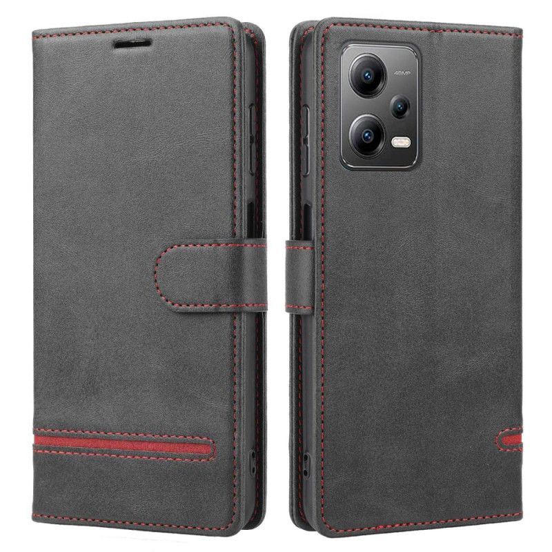 Flipové Pouzdro Na Xiaomi Redmi Note 12 5G Efekt Čáry Kůže