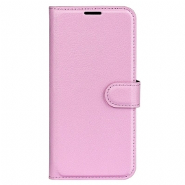 Flipové Pouzdro Na Xiaomi Redmi Note 12 5G Klasický Kožený Efekt Litchi