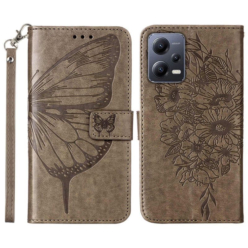 Flipové Pouzdro Na Xiaomi Redmi Note 12 5G Květinový Motýl