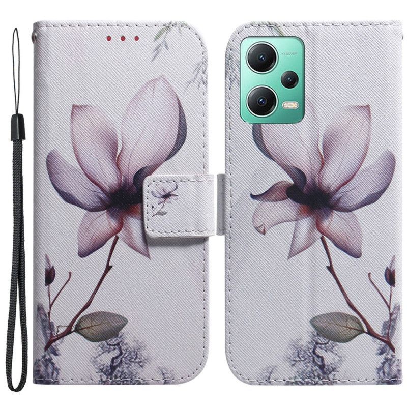 Flipové Pouzdro Na Xiaomi Redmi Note 12 5G Na Lana Starý Popruh Květina