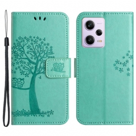 Flipové Pouzdro Na Xiaomi Redmi Note 12 5G Na Lana Tanga Strom A Sovy